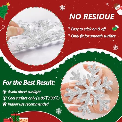 LUDILO 240Pcs Christmas Window Clings Glitter Snowflakes Window Decals - Image 2