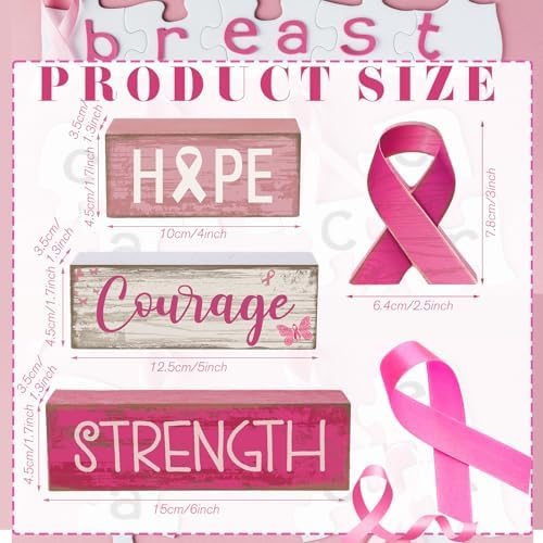 Lineshading 4 Pcs Breast Cancer Awareness Decor Pink Ribbon Table Decor - Image 3