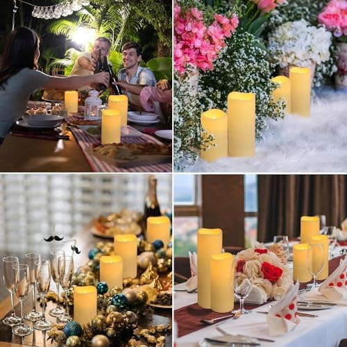 YOROXRG Set of 24 Waterproof Outdoor Flameless Candles, LED Candles with 4 Remote and Timer,(H 4" 5" 6" x D 2.2"),for Christmas,Halloween,Wedding,Festival - Image 2