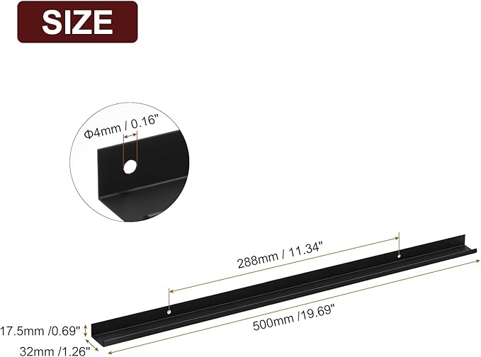 uxcell Cabinet Finger Edge Pull, 5pcs 500mm / 19.69" Aluminum Alloy Back Mount Hidden Cabinet Pulls Concealed Handle for Home Kitchen Drawer Cabinet, Black