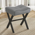 Memobarco 18-Inch Leather Vanity Stool Chair, Gray Makeup Stool by MEMOBARCO