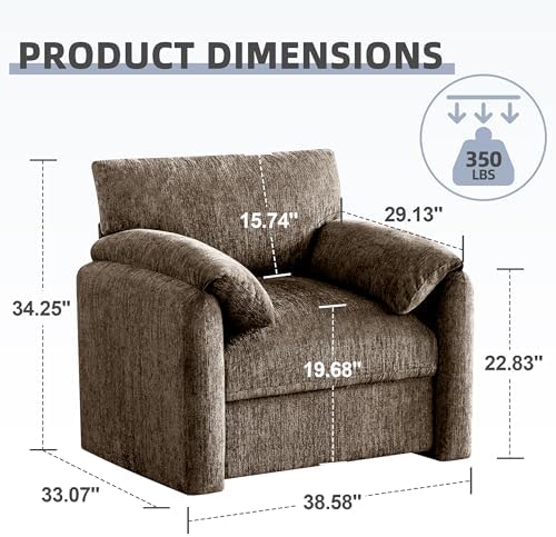 Howjoe 2 Pack Accent Chair for Living Room, Oversized Armchair, Brown - Image 2