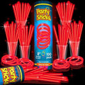 PartySticks Red Glow Sticks - 100pk, 8 Inch Glow in The Dark Light Up Sticks - Party Favors, Decorations, Necklaces and Bracelets with Connectors by PartySticks