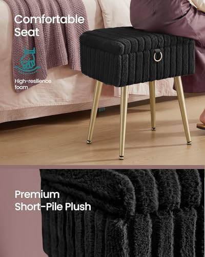 SONGMICS Vanity Stool Chair with Storage, Metal Legs, Max. Load 440 lb - Image 4