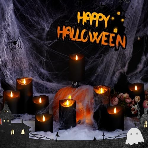 Nimiko Flameless Candles with Remote, Battery Operated Flickering Flameless Candles, LED Candles with Timer 2/4/6/8H, with Realistic LED Candles Set of 9 (D3 x H 3" 4" 5" 6" 7") (Black) - Image 3