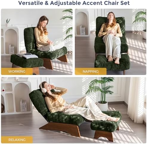 MAXYOYO Accent Chair with Ottoman, Lounge Chair with Adjustable Backrest - Image 3