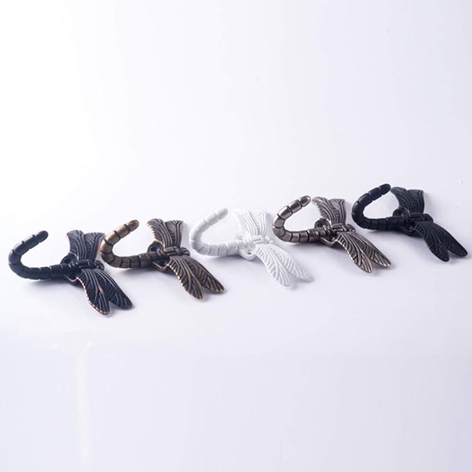 2pcs Dragonfly Coat Hooks Decorative Creativity Wall Mounted Hanger Hook for Home Handbag Key Towel Bathrobe (Red Bronze)