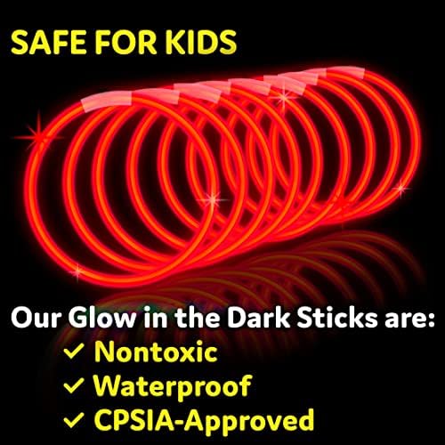PartySticks Red Glow Sticks - 100pk, 8 Inch Glow in The Dark Light Up Sticks - Party Favors, Decorations, Necklaces and Bracelets with Connectors - Image 6