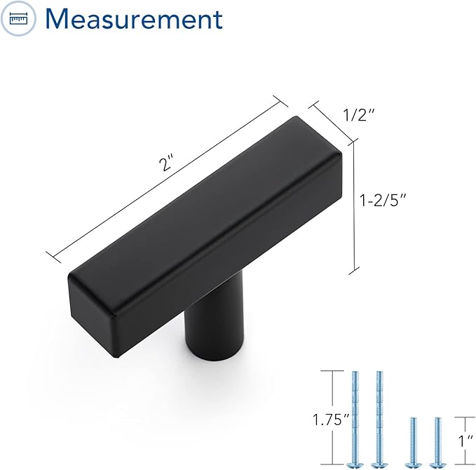 Ravinte Black Cabinet Handles 20 Pack Matte Black Square Cabinet Pulls Kitchen Hardware 2 inch Overall Length Kitchen Drawer Pulls