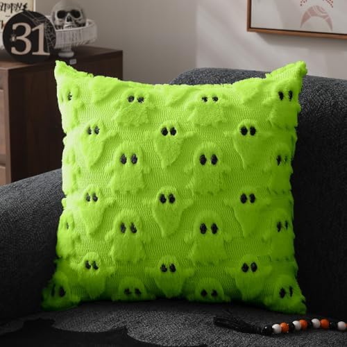 DFXSZ Halloween Pillow Covers 16x16 inch 2Pcs Green Ghost Halloween Decor - Image 3