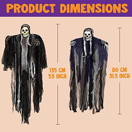 JOYIN 3 Pack Hanging Halloween Skeleton Ghosts Decorations, Grim Reapers for Best Halloween Outdoor Decorations - Image 5