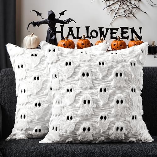 DFXSZ Halloween Pillow Covers 16x16 inch 2Pcs White Ghost Halloween Decor by DFXSZ