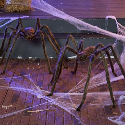 JOYIN 2 Pack 5 Ft Halloween Outdoor Decorations Hairy Brown Spider, Scary Fake Giant Large Spider Haunted House Props, Halloween Lawn Porch Yard Garden Tree Decorations Party Indoor Decor - Image 7