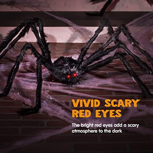 JOYIN 2 Pack 5 Ft Halloween Outdoor Decorations Hairy Black Spider, Scary Giant Spider, Fake Large Haunted House Props, Halloween Yard Lawn Decorations Party Indoor Decor - Image 3