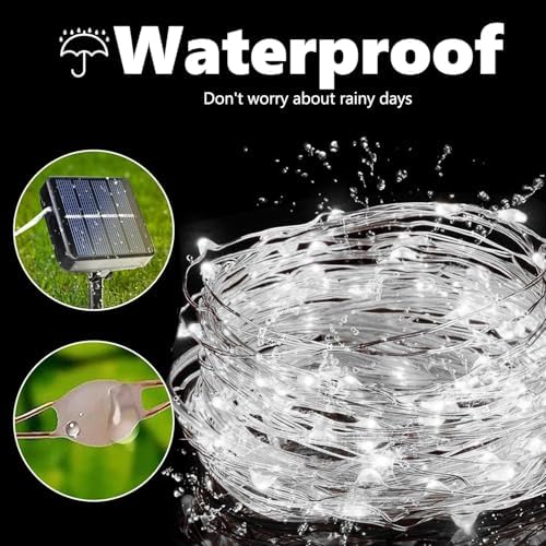 Joomer Solar Fairy Lights, 4Pack Total 104FT 320LED String Lights, White - Image 3