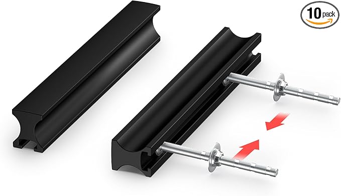 homdiy 10 Pack Adjustable Black Cabinet Pulls 1" to 4" (25-102mm) Adjustable Hole Distance Drawer Pulls