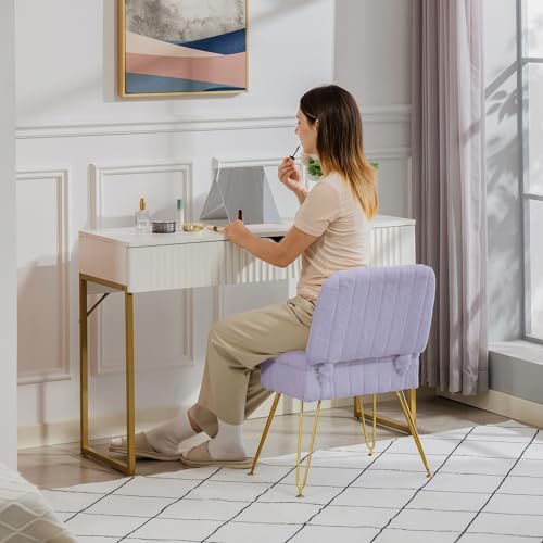 Vanity Chair with Storage | Comfy Ottoman with Folding Back - Image 2
