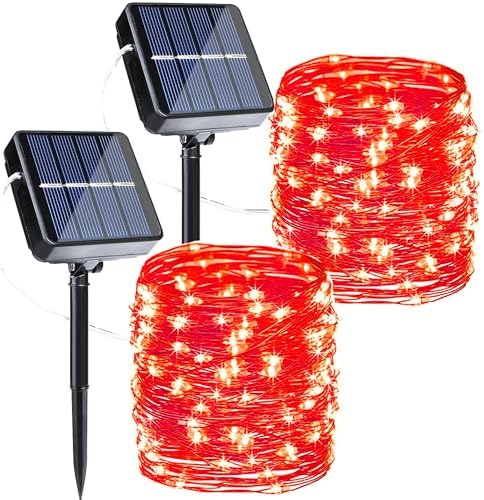 Joomer Solar Fairy Lights, 2-Pack Total 80FT 240LED String Lights, Red by Joomer