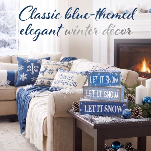 Lineshading 4 Pcs Christmas Table Decor - Blue Let It Snow Winter Decor - Image 3