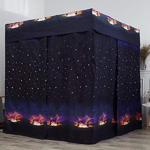 Mengersi Galaxy Star Canopy Bed Curtains Full Size,Canopy Curtains Bedroom Decoration for Girls Adults Windproof Lightproof Bed Canopies Child Gift (Black)
