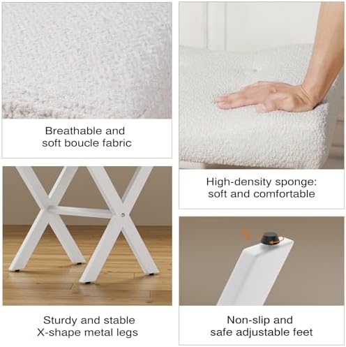 Memobarco 18-Inch Large Vanity Stool Chair, White Makeup Stool - Image 4