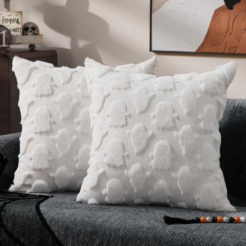 DFXSZ Halloween Pillow Covers 20x20 inch 2Pcs White Ghost Halloween Decor by DFXSZ