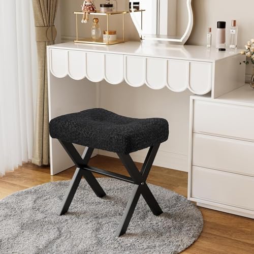 Memobarco 18-Inch Vanity Stool Chair, Black Makeup Stool - Image 5