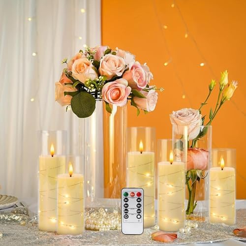 YOROXRG 24 Pack Christmas Decoration Flickering Flameless Candles,Battery Operated Candles,LED String Lights LED Candles for New Year, Home Decor, Parties,Wedding(D2.2 xH 5" 6" 7") (Ivory) - Image 2