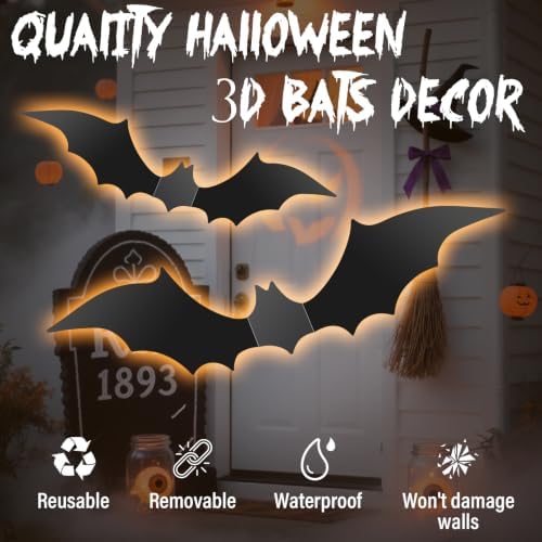140Pcs Bats Halloween Decor, Real Scary Bat Stickers for Halloween Party - Image 5