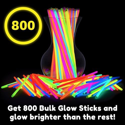 PartySticks Glow Sticks 800 pack - 8 Inch Glow in The Dark Light Up Sticks Party Favors, Glow Party Decorations, Neon Party Glow Necklaces and Glow Bracelets with Connectors - Image 3