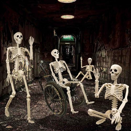 2 Pack 36"Halloween Skeleton - 3 ft Life Size Human Skeleton with Full Body Posable Joints Plastic Skeleton for Halloween Skeletons Decor Yard Patio Lawn Garden Skeleton Props Spooky Party Decoration - Image 4