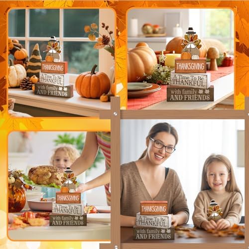 Lineshading 4 Pcs Fall Decoration For Home Wooden Thanksgiving Turkey Decor - Image 5