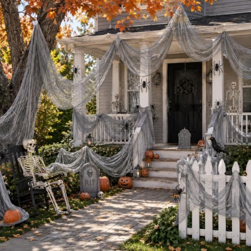 Set of 5 Gray Halloween Gauze Creepy Cloth Fabric Tapestry Decor Decoration - Image 4