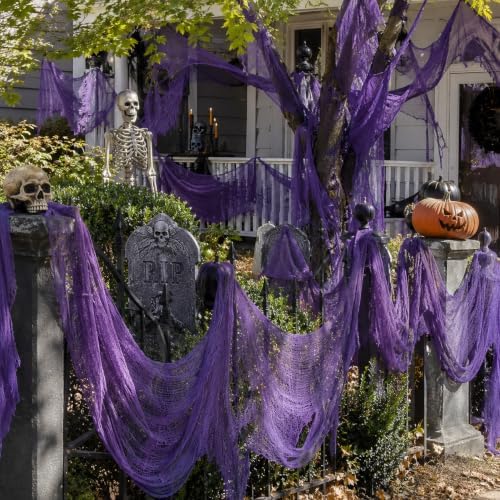 5 Pcs Purple Halloween Gauze Creepy Cloth Fabric Tapestry Decor Decorations - Image 5