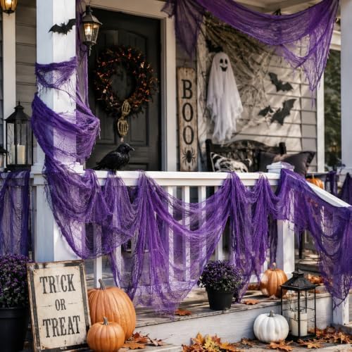 5 Pcs Purple Halloween Gauze Creepy Cloth Fabric Tapestry Decor Decorations - Image 6