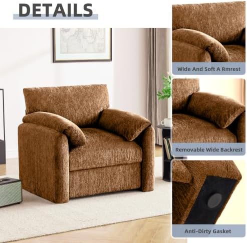 Howjoe Accent Chair for Living Room, Oversized Armchair, Rustic Broning - Image 4