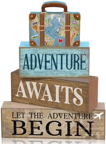 Lineshading 4 Pcs Travel Party Decoration Vintage Wood Suitcase Table Decor by Lineshading