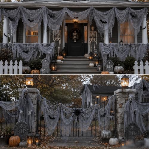 Set of 5 Gray Halloween Gauze Creepy Cloth Fabric Tapestry Decor Decoration - Image 5