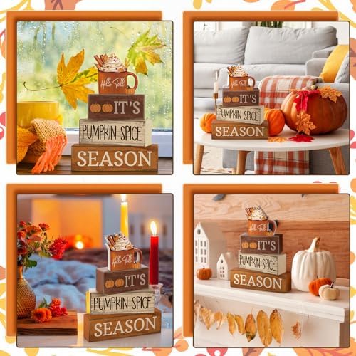 Lineshading 4 Pcs Fall Table Decor for Home, Pumpkin Spice Coffee Bar Sign - Image 4