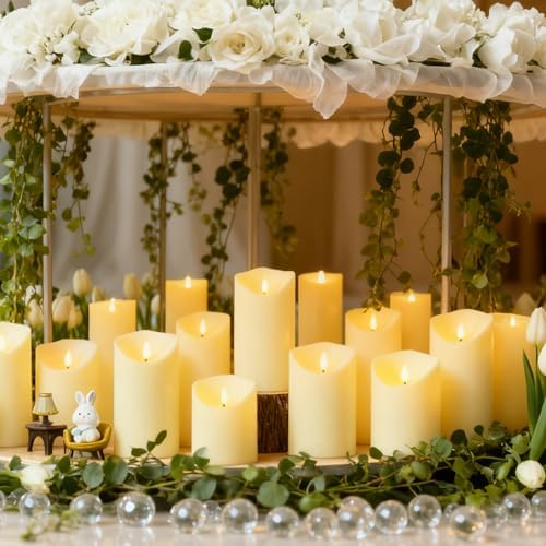 Nimiko Flameless Candles with Remote, Battery Operated Flickering Flameless Candles, LED Candles with Timer 2/4/6/8H, with Realistic LED Candles Set of 24 (D3 x H 3" 4" 5") (Ivory) - Image 4