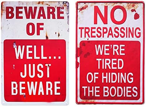 Halloween Decoration Retro Metal Signs 2 Pack for Outdoor Yard by WelcometoCVNDKN