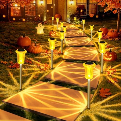 DenicMic Solar Halloween Lights Outdoor 10 Pack Fall Decorations for Home by Denicmic