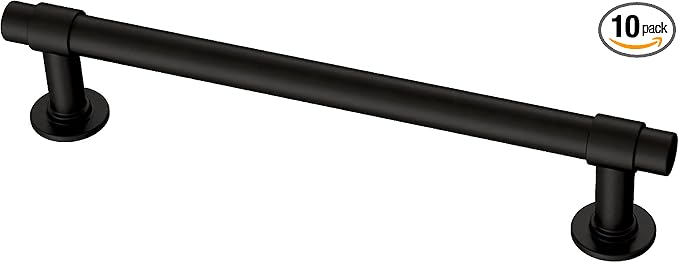 Franklin Brass - Francisco Matte Black Cabinet Handles 5 Inch (5") Hole Center Pulls | Easy Install, Durable Hardware for Kitchen Cabinet Door, Drawers, Dresser Pull, Furniture (10 Pack)