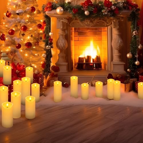YOROXRG 24 Pack Christmas Decoration Flickering Flameless Candles, Battery Operated Candles,LED Candles for Home Decor,Wedding,Halloween,Birthday,Valentine'sDay (D2.2 xH 5" 6" 7" Ivory) - Image 4