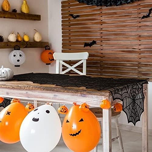 Halloween Table Runner, Black Lace Spider Web Table Runners, 18 x 72Inch - Image 5