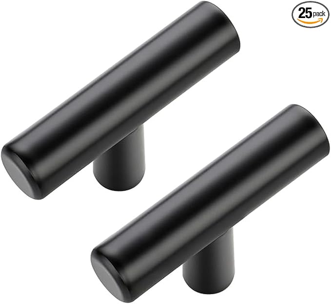 JOY DECOR 25 Pack Cabinet Knobs, Black Cabinet Handles, 2in Kitchen Cabinet Knobs, Single Hole Drawer Knobs for Dresser Drawers
