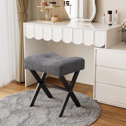 Memobarco 18-Inch Vanity Stool Chair, Gray Makeup Stool - Image 5