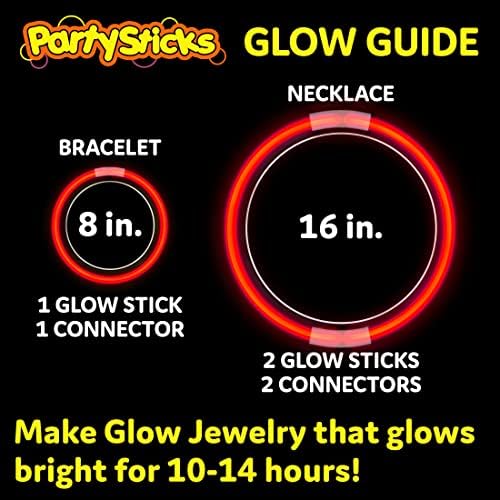 PartySticks Red Glow Sticks - 100pk, 8 Inch Glow in The Dark Light Up Sticks - Party Favors, Decorations, Necklaces and Bracelets with Connectors - Image 2