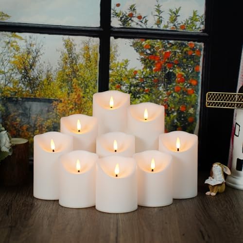 Nimiko Flameless Candles with Remote, Battery Operated Flickering Flameless Candles, LED Candles with Timer 2/4/6/8H, with Realistic LED Candles Set of 9 (D3 x H 3" 4" 5" 6" 7") (White) - Image 2