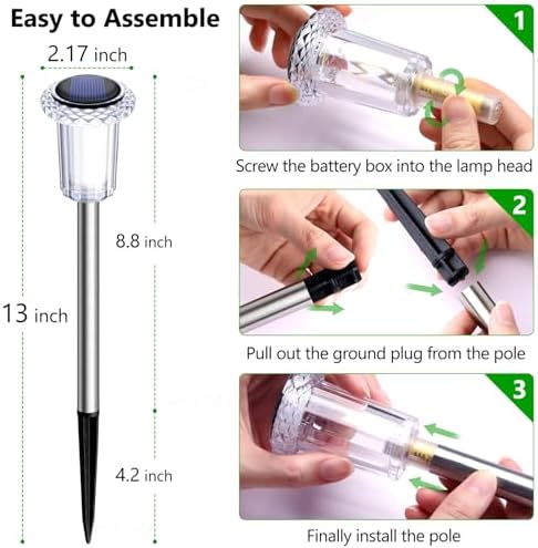 DenicMic Solar Pathway Lights Outdoor Waterproof Cold White LED 15 Pack - Image 4